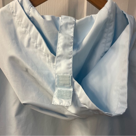 Vintage Nike Cinched Waist Light Blue Windbreaker Jacket with Hood Medium - Picture 6 of 14